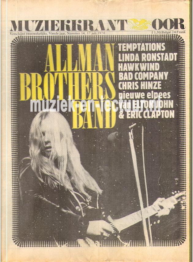 Muziekkrant Oor 1974 nr. 14 Muziekkrant Oor 1974 nr. 14